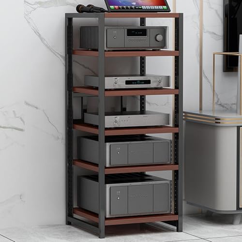 LYXWGRZD 6-stufiger Audio Rack HiFi Regal, Plattenspieler Regal mit Höhenverstellung, großes Record Player Stand, offenes Multifunktions Phonoschrank(Rosso) von LYXWGRZD