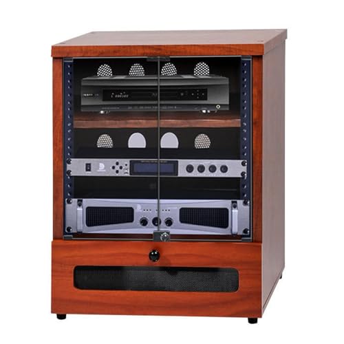 LYXWGRZD Audio Rack HiFi Regal, Phonoschrank mit Glastürdesign, Plattenspieler Regal, Stereoschrank, Starke Tragfähigkeit(Reddish Brown) von LYXWGRZD