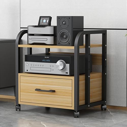 LYXWGRZD Audio Rack HiFi Regal mit 2/3/4 Ebenen, Phonoschrank mit Schublade, Plattenspieler Regal mit offenem Stauraum, HiFi Rack for Zuhause/Büro/Kino(58.5cm/23in) von LYXWGRZD