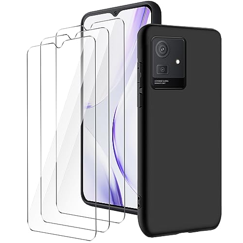 LYZXMY Hülle für Cubot Note 50(6.56") Schwarz Handyhülle + 3 Stück Gehärtetes Glas Schutzfolie, Case Weich Silikon TPU Schutzhülle Cover 9H Härte HD Gehärtetes Glasfolie Glas von LYZXMY