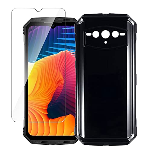 LYZXMY Hülle für Doogee S100 + Gehärteter Film Displayschutzfolie Schutzfolie - Schwarz Weich Silikon Schutzhülle Flexibel TPU Tasche Case für Doogee S100 (6.58") von LYZXMY