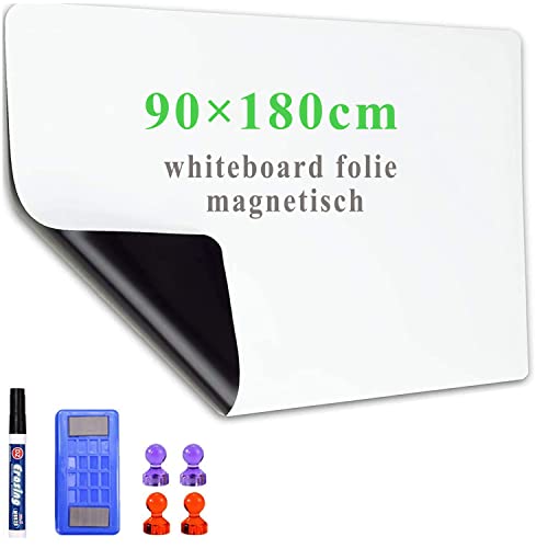 Lyzzxi Whiteboard Folie, 180 * 90cm Magnetisch Selbstklebend Weißwandtafel Folie, Memoboard zum Schreiben, Inklusive Marker und Schwamm, Wandfolie für glatten Oberflächen in Schule Büro Haus Lyzzxi Whiteboard Folie, 180 * 90cm Magnetisch Selbstklebend Weißwandtafel Folie, Memoboard zum Schreiben, Inklusive Marker und Schwamm, Wandfolie für glatten Oberflächen in Schule Büro Haus von LYZZXI