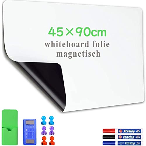 Lyzzxi Whiteboard Folie, 45 * 90cm Magnetisch Selbstklebend Weißwandtafel Folie, Whiteboard Sticker DIY, Inklusive Marker und Schwamm, Wandfolie für glatten Oberflächen in Schule Büro Haus Lyzzxi Whiteboard Folie, 45 * 90cm Magnetisch Selbstklebend Weißwandtafel Folie, Whiteboard Sticker DIY, Inklusive Marker und Schwamm, Wandfolie für glatten Oberflächen in Schule Büro Haus von LYZZXI