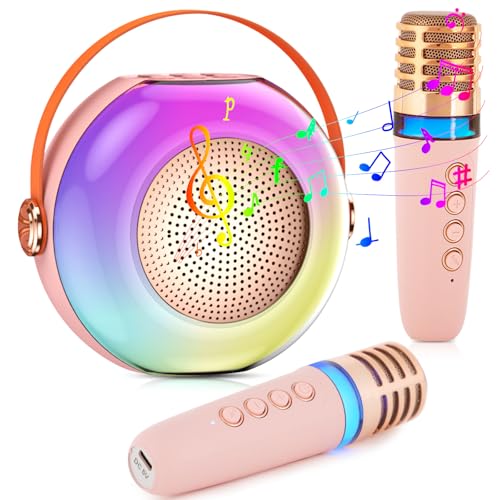 LYtech Karaoke Maschine Kinder mit 2 Mikrofon Mini Karaoke Maschine für Kinder mit Stimme Wechselnde & LED-Lichter Tragbare Bluetooth Karaoke Maschine Jungen Mädchen Geschenke Spielzeug für 3-12 Jahre von LYtech