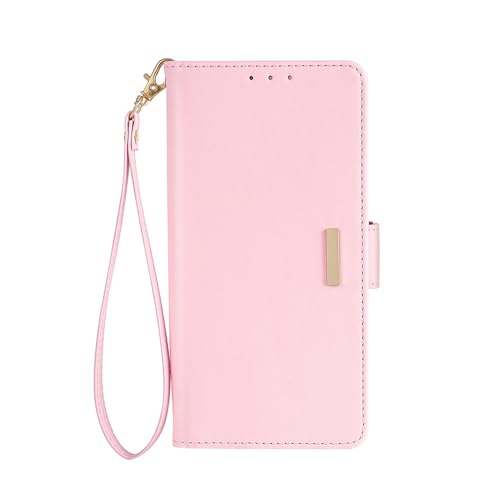 Schutzhülle für Google Pixel 9 Pro XL/ 9 Pro/9, Leder, Geldbörsenhülle, mit Armband, Metallkette, Crossbody-Telefonhülle, Anti-Fall, Rosa von LZTONGK