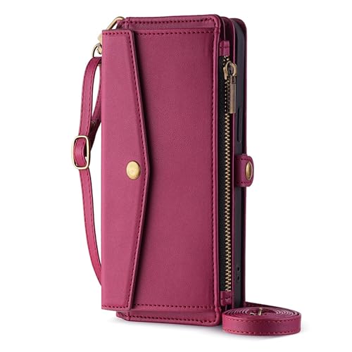 Schutzhülle für Google Pixel 9 Pro XL/9 Pro/9, Leder, Crossbody-Hülle, elegant, mehrere Kartenfächer, Klappständer, Anti-Fall-Schutzhülle, Weiß, 9 (Violett, 9) von LZTONGK