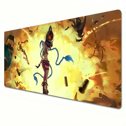 LZYMX Arcane League of Legends Mauspad, Anime-Mauspad, Gelb, XXL-Mauspad, 900 x 400, Büro-Schreibtischunterlage, groß, wasserdicht, rutschfest, Größe XL von LZYMX