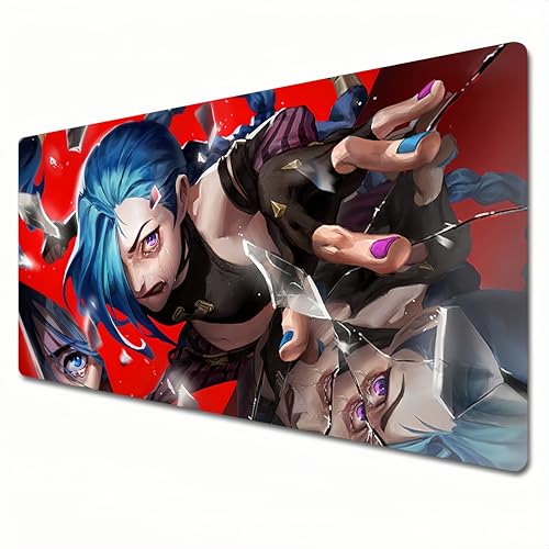 LZYMX Arcane League of Legends Mauspad, Anime-Mauspad, Rot, XXL-Mauspad, 900 x 400, Schreibtischunterlage, groß, wasserdicht, rutschfest, Größe XXL von LZYMX