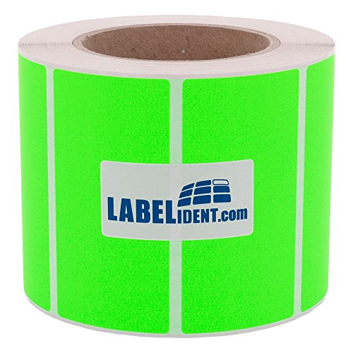 Labelident Thermotransfer-Etiketten in leuchtgrün - 75 x 50 mm - 1.000 Rollenetiketten auf 3 Zoll (76,2 mm) Rolle, Papier, selbstklebend von Labelident