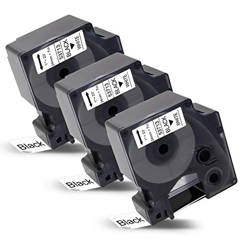 3x Labelwell 24mm Kompatibel Schriftband Ersatz für DYMO D1 53713 S0720930 24mm Schwarz auf Weiß Etikettenband für Dymo 1978243 MobileLabeler LabelManager 450D 500TS Wireless PnP LabelWriter 450 Duo von Labelwell