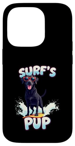 Cooler schwarzer Labrador Surfhund Hülle für iPhone 14 Pro von Labrador Fun Designs