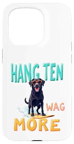 Cooler schwarzer Labrador Surfhund Hülle für iPhone 15 Pro von Labrador Fun Designs