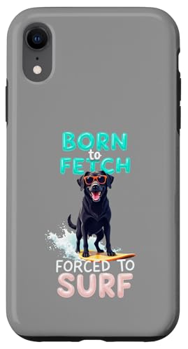 Cooler schwarzer Labrador Surfhund Hülle für iPhone XR von Labrador Fun Designs