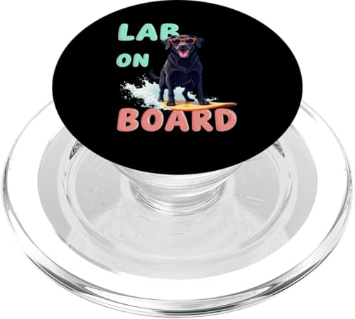 Cooler schwarzer Labrador Surfhund PopSockets PopGrip für MagSafe von Labrador Fun Designs