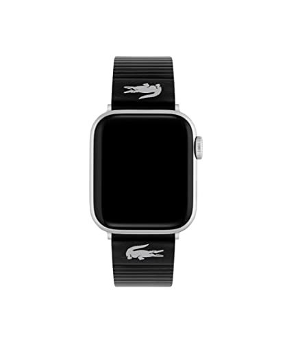 Lacoste Unisex Band für Apple Watch aus Schwarzes Leder mit Streifen-Prägung von Lacoste