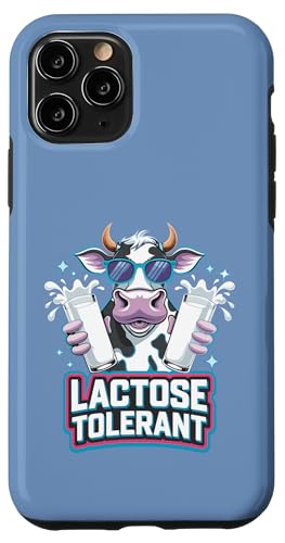 Hülle für iPhone 11 Pro Laktosetolerante lustige Kuh hält Milch Humor Retro von Lactose Tolerant Funny Pro Dairy Cow Milk Drinker