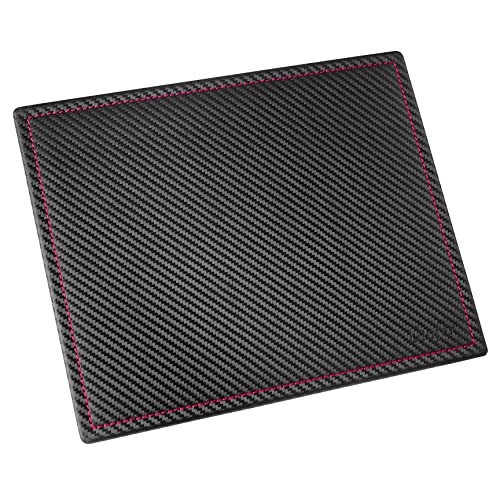 Läufer 37057 Concerto Mouse-Pad aus Leder, Echt Leder, schwarz, carbon, Ziernaht pink, Handgefertigt aus Echtleder in Deutschland, Mauspad aus Leder von Läufer