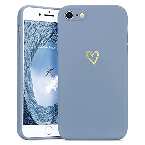 Lafunda Handyhülle Kompatibel mit iPhone 7/8/SE2020 Hülle Mädchen süß Herz Schutzhülle mit Kameraschutz stoßfest Ultra Dünn Silikon Case Bumper Back Cover für iPhone 7/8/SE2020 Blau von Lafunda