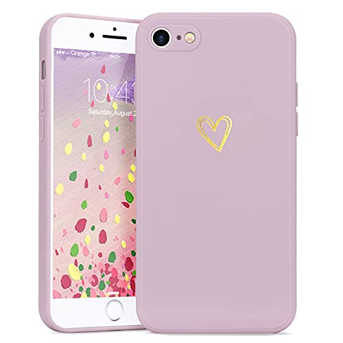 Lafunda Handyhülle Kompatibel mit iPhone 7/iPhone 8/iPhone SE2020 Hülle Mädchen süß Herz Schutzhülle mit Kameraschutz stoßfest Ultra Dünn Silikon Case Bumper Back Cover für iPhone 7/8/SE2020 Lila von Lafunda