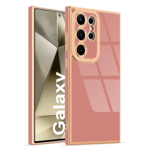 Lafunda Hülle für Samsung Galaxy S24 Ultra 5G Handyhülle mit kameraschutz Luxus glänzend Galvanisierte Case für Mädchen Anti-Scratch Ultradünn Schutzhülle für Samsung Galaxy S24 Ultra 5G Rosa von Lafunda