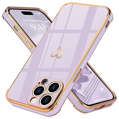 Lafunda Hülle kompatibel mit iPhone 14 Pro Max (6.7 Zoll) Handyhülle Mädchen Liebesherz Silikonhülle ultradünn Stoßfeste Schutzhülle Bumper Silikon case für iPhone 14 Pro Max Lila von Lafunda