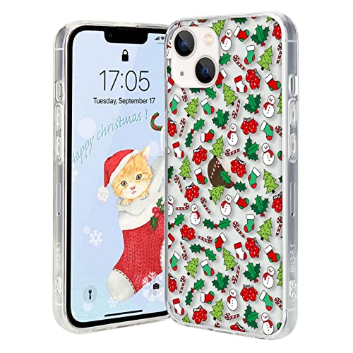 Lafunda Weihnachten Hülle Kompatibel mit iPhone 14 Plus Handyhülle Transparent Durchsichtig Kratzfest Case mit Christmas niedlich Weihnachtssocken Muster UltraDünn Schutzhülle für iPhone 14 Plus von Lafunda