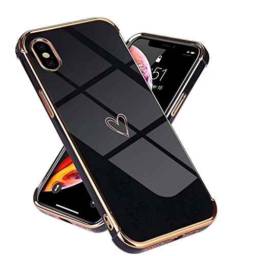 Lafunda kompatibel mit iPhone X/iPhone XS Handyhülle Mädchen Liebesherz Silikonhülle weich TPU Hülle Ultra dünn Stoßfeste Schutzhülle Bumper Silikon case Schwarz von Lafunda