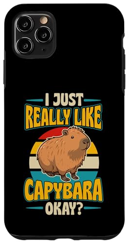 Hülle für iPhone 11 Pro Max Ich mag Capybara einfach wirklich Okay Retro Vintage Style Love von Laidback Capybara Merch With a Wholesome Aesthetic