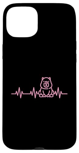 Hülle für iPhone 15 Plus Capybara EKG Puls Herzschlag Capybara Life Heart Aesthetic von Laidback Capybara Merch With a Wholesome Aesthetic