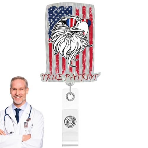 Lainiaoly Patriotische Ausweishalter, Ausweishalter Acryl-Glitzer-Design Und Umhängeband, Einziehbare Anstecknadel Für Anzugjacken, Ausweishalter Für Lehrer, Krankenschwestern Und Studenten von Lainiaoly