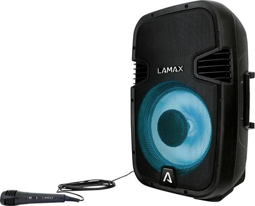 Lamax PartyBoomBox500 Karaoke-Anlage spritzwassergeschützt, Stimmungslicht, wiederaufladbar, Inkl. von Lamax
