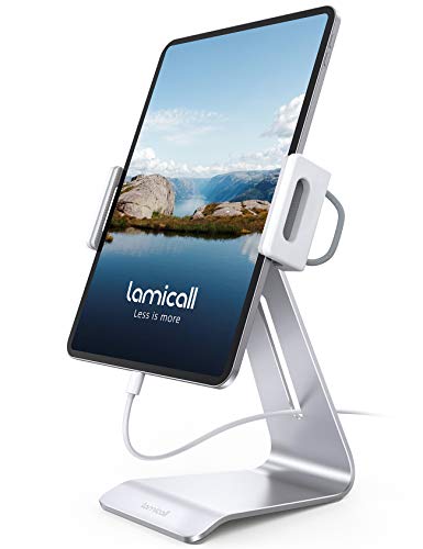 Lamicall Tablet Ständer, Verstellbare Tablet Halterung - Universal 360 Drehung Halter, Stand für 2022 iPad Pro 9.7, 10.5, 12.9, iPad Air Mini 6 5 4, für Switch, Tab, iPhone, und Tablet mit 4.7-13 Zoll von Lamicall