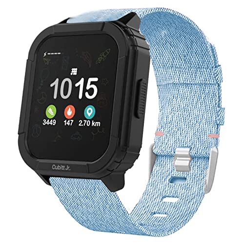 Kompatibel mit Cubitt Jr Smartwatch-Bändern, Lamshaw atmungsaktives Nylon-gewebtes Ersatzzubehör, kompatibel mit Cubitt Jr Smart Watch/Phyulls S16 Kid Smartwatch/INIUPO 3,9 cm Kinder-Smartwatch (blau) von Lamshaw