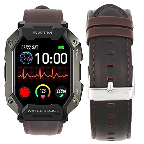 Lamshaw Kompatibel mit AMAZTIM C20 Bändern, Crazy Lederarmband, Ersatzband, kompatibel mit Kospet Tank M1 Pro/AMAZTIM C20 1,7 Zoll Military Sports Smart Watch/Slothcloud Smart Watches/C20 Military von Lamshaw