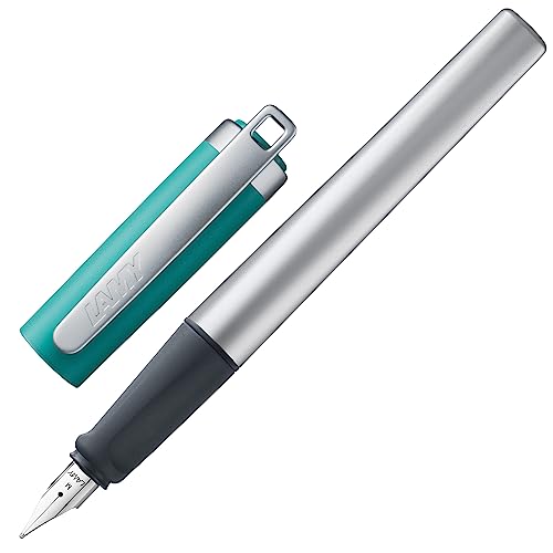 Lamy nexx opal green Füller - Füllhalter mit rutschfestem Griff & polierter Stahlfeder in Strichbreite A - dreieckiges Gehäuse aus Aluminium - inkl. Tintenpatrone T 10 blau - Rechtshänder von Lamy