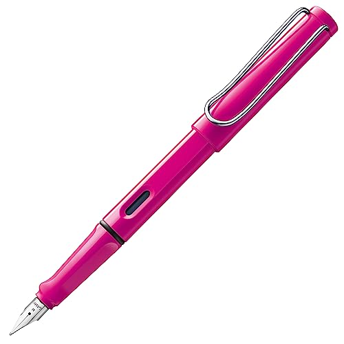 Lamy safari pink Füller - Füllhalter mit ergonomischem Griff & polierter Stahlfeder in Strichbreite EF – robuster ASA-Kunststoff - inkl. Tintenpatrone T 10 blau - Rechtshänder von Lamy