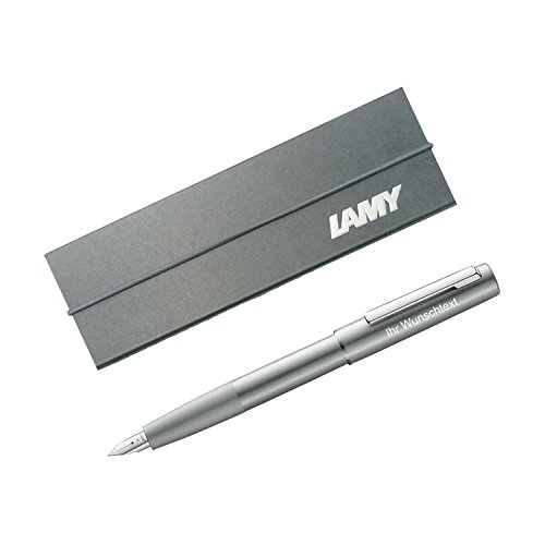 Lamy Füllhalter aion Modell 077, Farbe olivesilver (silber), inkl. Laser-Gravur (Feder B) von Lamy