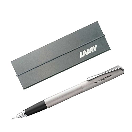 Lamy Füllhalter studio brushed Modell 065, Feder EF, Edelstahl strichmattiert, inkl. Laser-Gravur von Lamy