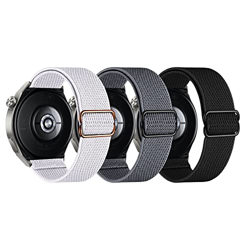 LanQii 22MM Nylon Armband Kompatibel mit Garmin Venu 3/Garmin Forerunner 265/255/Vivoactive 4/Venu 2, Elastisch Sport Ersatzarmband für Huawei Watch GT 4 46mm/Watch 4 Pro Schwarz/Weiß/Dunkelgrau von LanQii