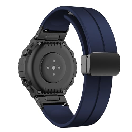 LanQii Silikon Armband Kompatibel mit Amazfit T-Rex/Amazfit T-Rex Pro, Weiches Sport Ersatzarmband Magnetverschluss Uhrenarmbänder Herren Damen für Amazfit T-Rex/Amazfit T-Rex Pro -Blau von LanQii