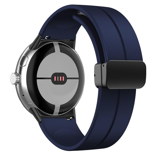 LanQii Silikon Armband Kompatibel mit Google Pixel Watch 2/Google Pixel Watch, Weiches Sport Ersatzarmband Magnetverschluss Uhrenarmbänder Herren Damen für Google Pixel Watch 2/Pixel Watch -Blau von LanQii