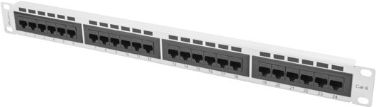 Lanberg Patchpanel 24-Port 1U 48,30cm (19") Cat. 6 UTP grau (PPU6-1024-S) von Lanberg