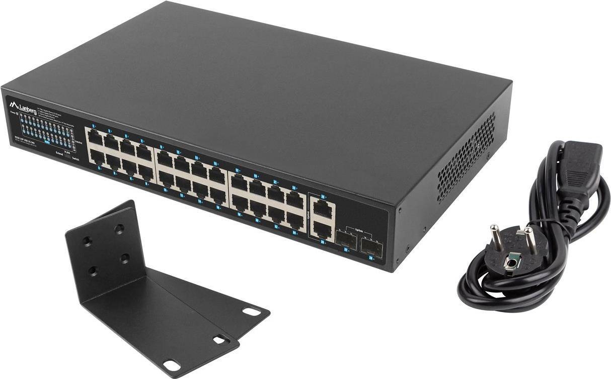 Lanberg Switch 24X 1GB DSP+/2X GB 2X SFP Rack 19 Gigabit Et von Lanberg