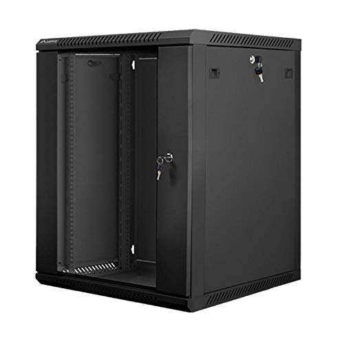 Lanberg Wall-Mounted Installation Rack Cabinet 19'' 15U 600x600mm Black (Glass Door) von Lanberg