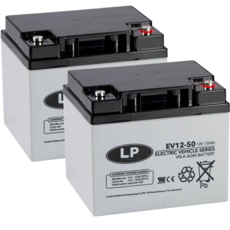 2X AGM 12V 50Ah Blei-Akku - zyklenfest kompatibel WP50-12NE MP50-12C 12LCP-50 REC50-12I von Landport