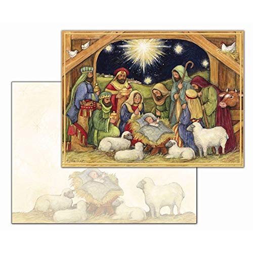 Lang Susan Winget Weihnachtskarten Adore Him, 18 Karten mit 19 Umschlägen und schönem Weihnachtskunstwerk, perfekt für den Versand von Urlaubswünschen, 13,7 x 17,5 cm (1004684) von Lang