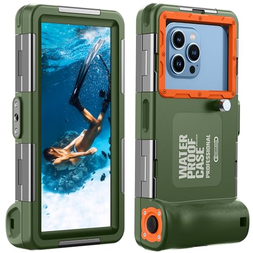 Lanhiem Wasserdicht Handyhülle IPX8 Universelle Tauchen Professionelle Handy Unterwasser Hülle Wasserfeste tief 15M für iPhone Samsung Huawei Google Xiaomi Schnorcheln Surfen Case, Grün von Lanhiem