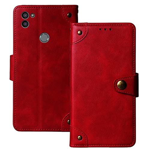 Lankashi Flip Brief Tasche Case Schütz Hülle Für Gigaset GS5 6.3" Echt Leder TPU Silikon Schale Stand Handy Abdeckung Premium Wallet Cover Etui Handyhülle Schutzhülle (Rot) von Lankashi