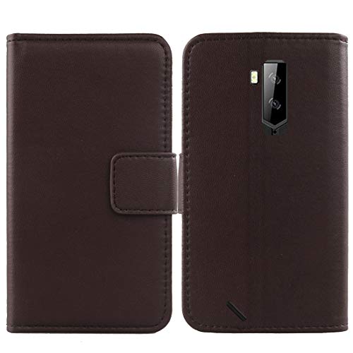 Lankashi Flip Echt Leder Tasche Für Ulefone Armor X3 / X5 / X5 Pro TPU Silikon Hülle Lederhülle Handyhülle Handy Book Brieftasche Schutz Abdeckung Premium Cover Case Etui (Dark Braun) von Lankashi