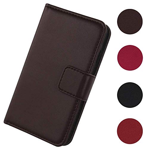 Lankashi Flip Premium Echt Leder Tasche Hülle Für Blackview BV9000 Pro 5.7" Lederhülle Handyhülle Schutzhülle Klapphülle Handytasche Handy Schale Etui Brieftasche Wallet Cover Case (Dark Braun) von Lankashi